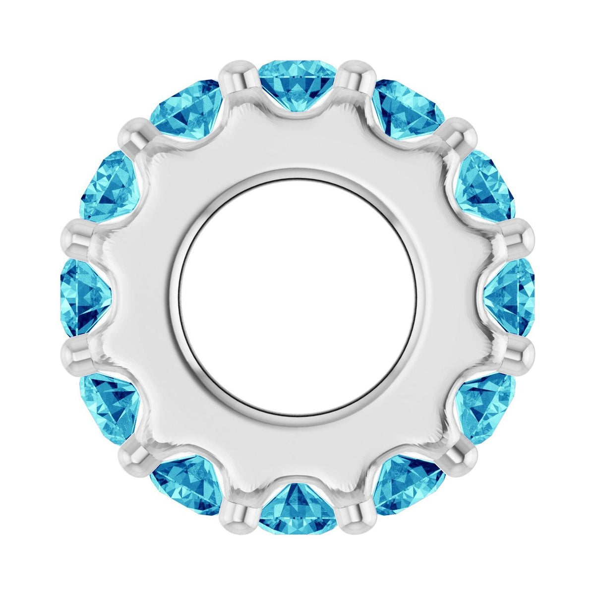Sapphire Row Natural Gemstone Spacer Charm - Blue Zircon, Platinum (view 3)
