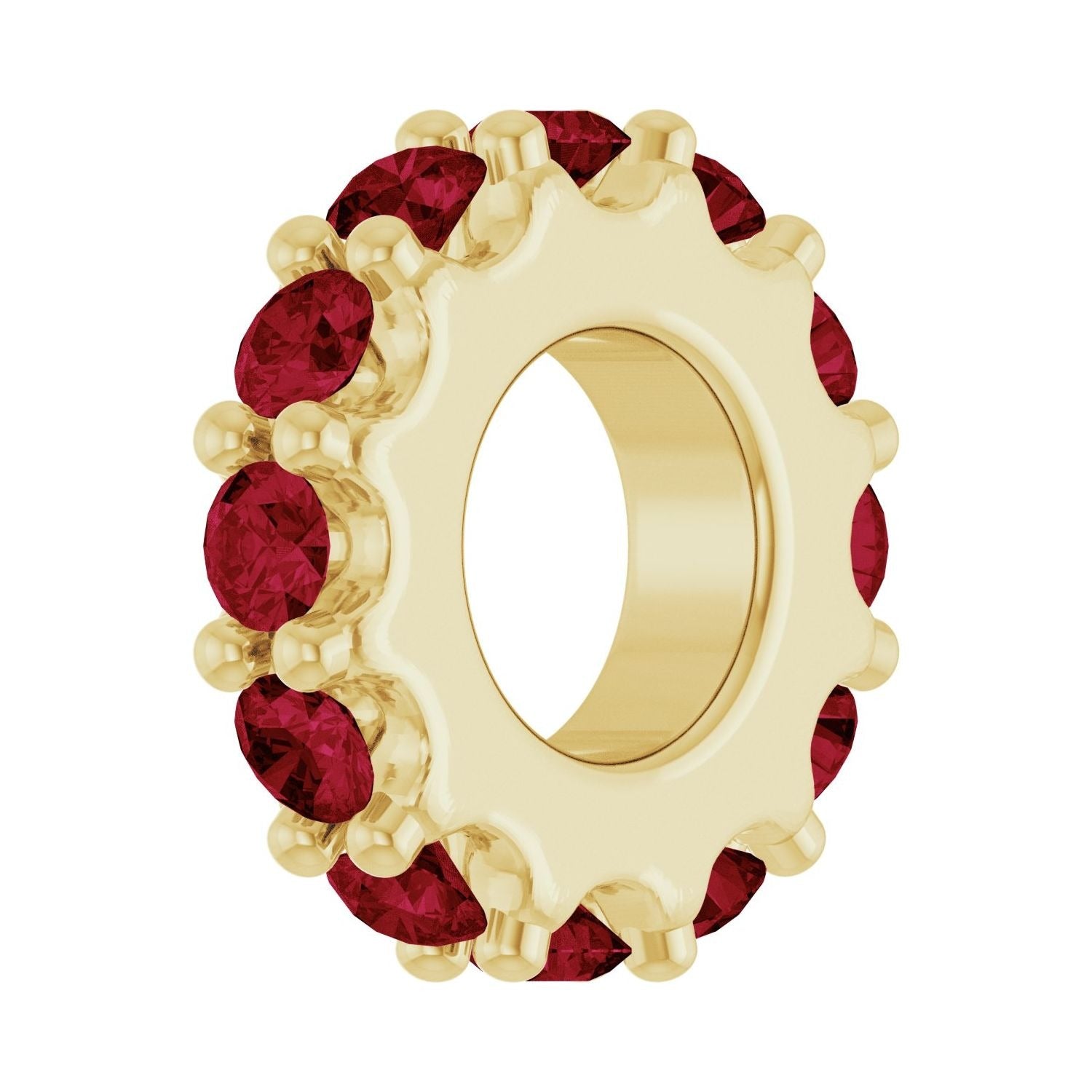 Sapphire Row Natural Gemstone Spacer Charm - Ruby, 14K Yellow Gold (view 2)