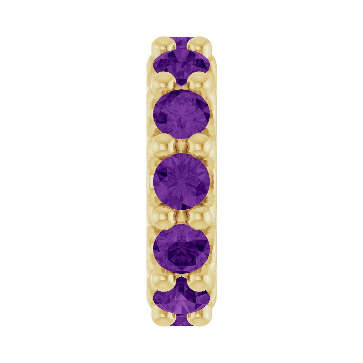 Sapphire Row Natural Gemstone Spacer Charm - Amethyst, 14K Yellow Gold