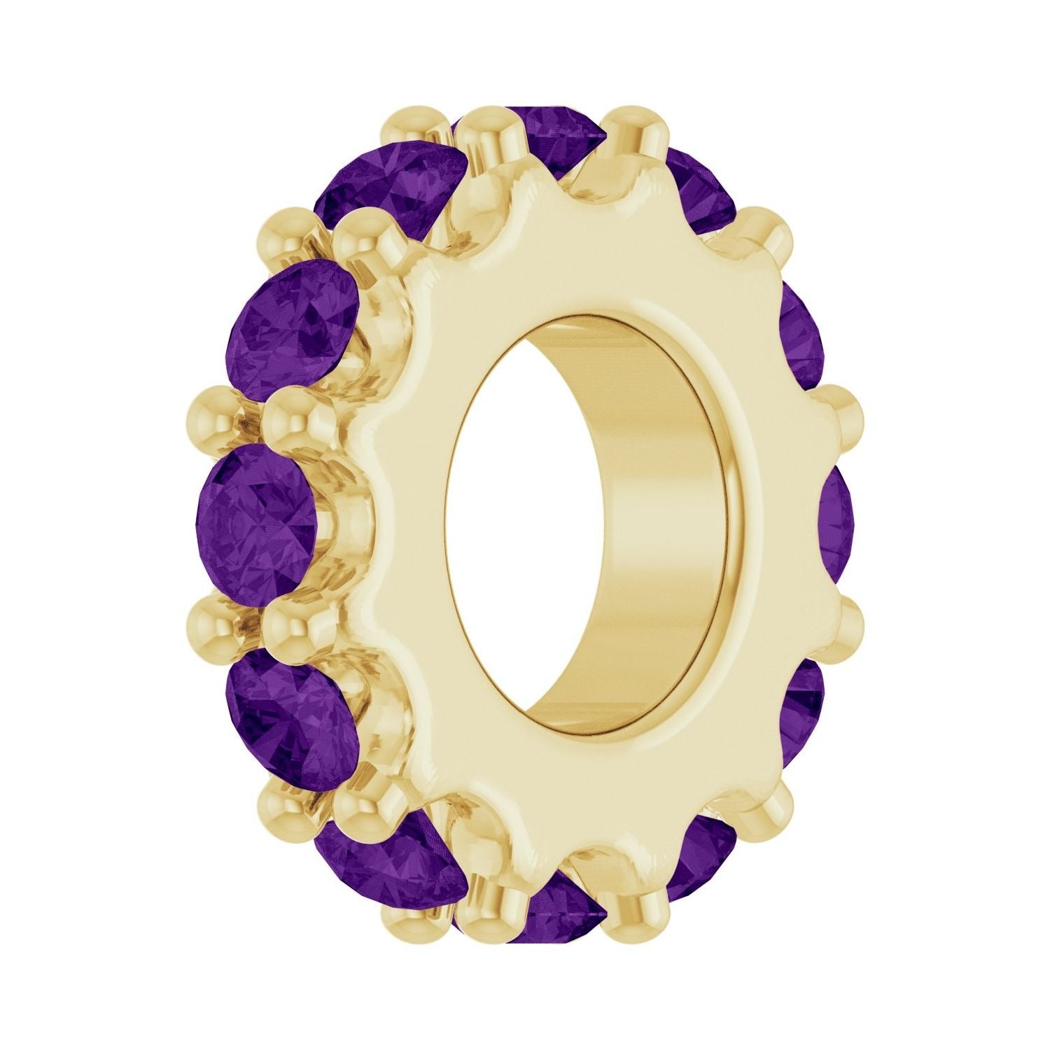 Sapphire Row Natural Gemstone Spacer Charm - Amethyst, 14K Yellow Gold (view 2)