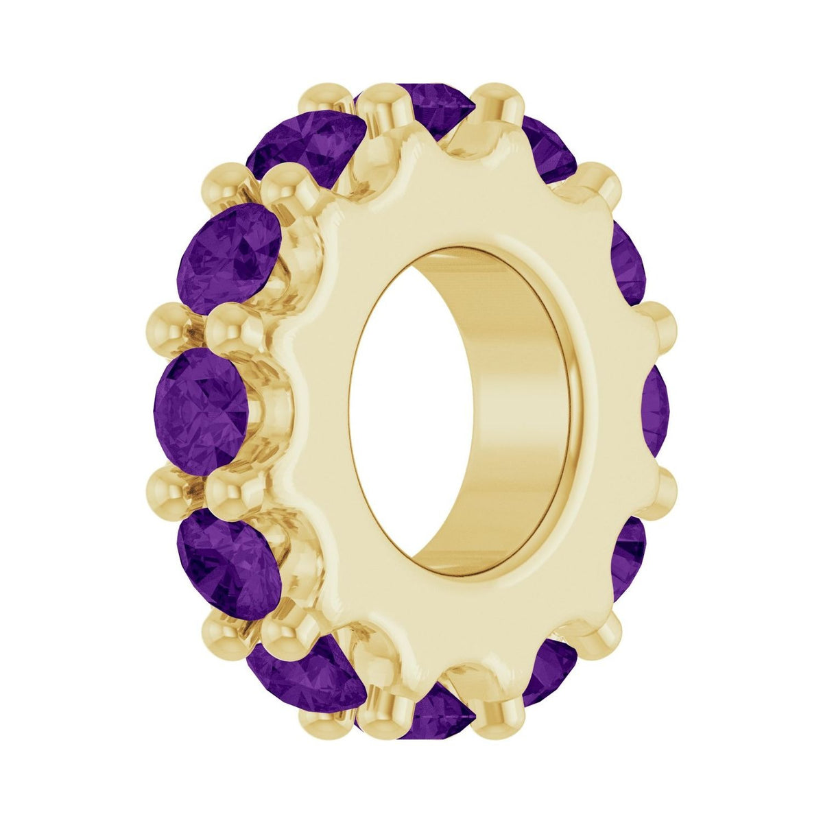 Sapphire Row Natural Gemstone Spacer Charm - Amethyst, 14K Yellow Gold (view 2)