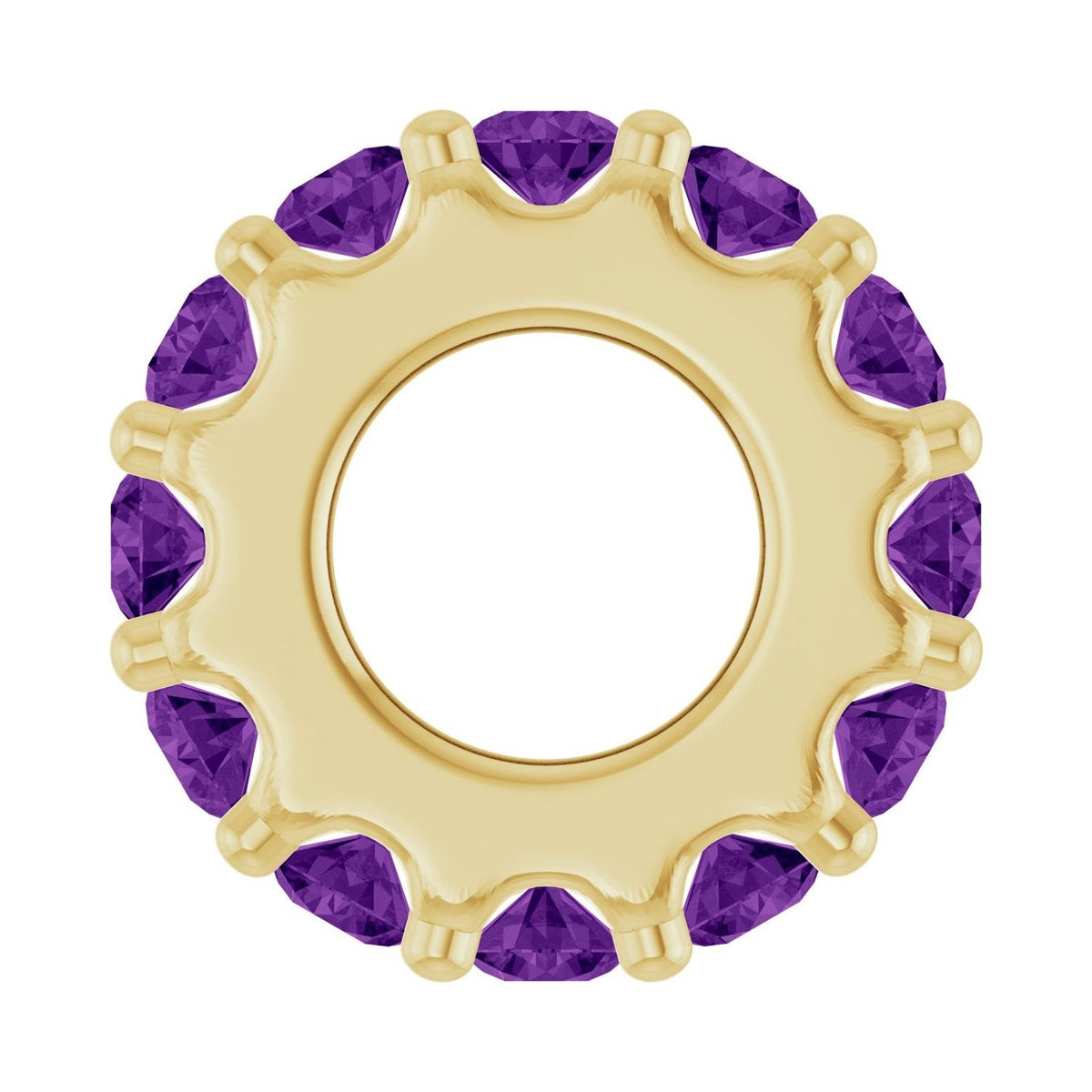Sapphire Row Natural Gemstone Spacer Charm - Amethyst, 14K Yellow Gold (view 3)
