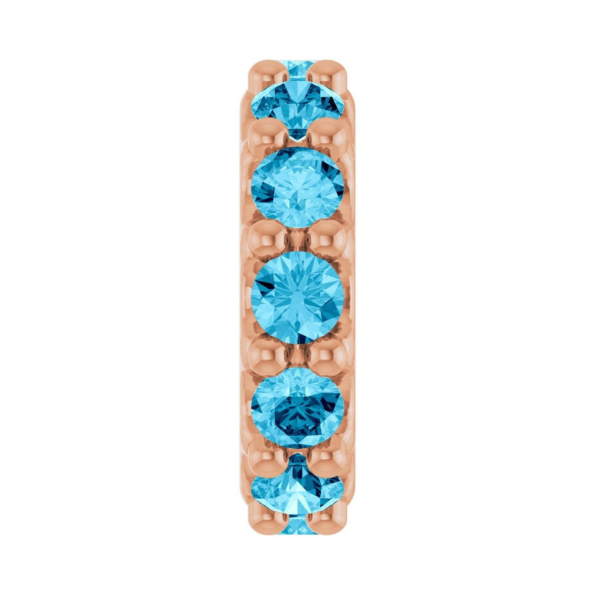 Sapphire Row Natural Gemstone Spacer Charm - Aquamarine, 14K Rose Gold