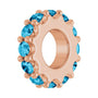 Sapphire Row Natural Gemstone Spacer Charm - Aquamarine, 14K Rose Gold (view 2)