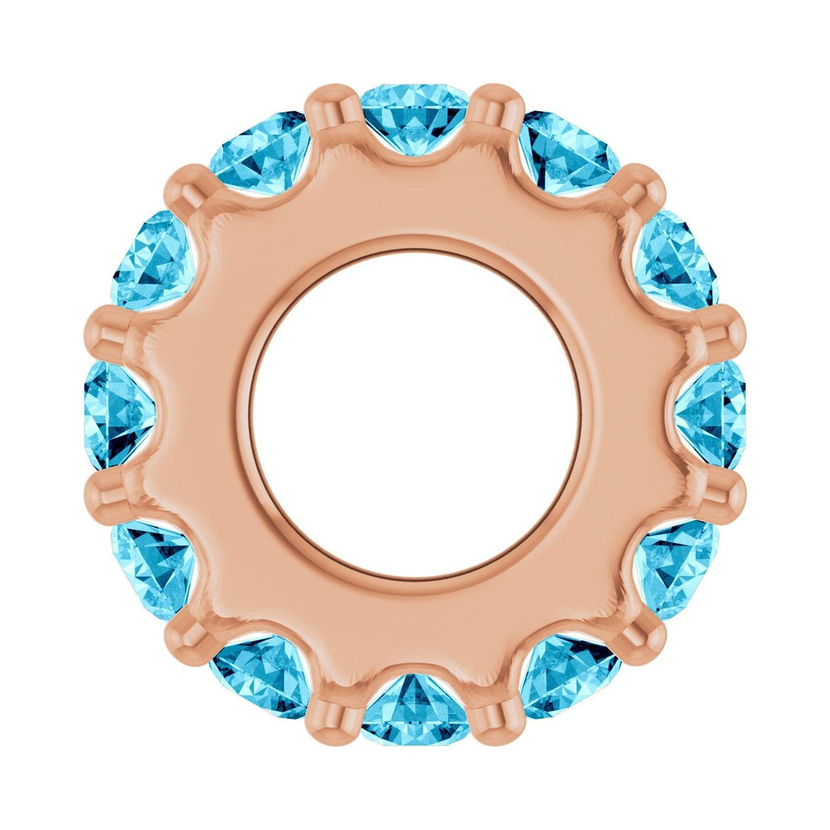 Sapphire Row Natural Gemstone Spacer Charm - Aquamarine, 14K Rose Gold (view 3)