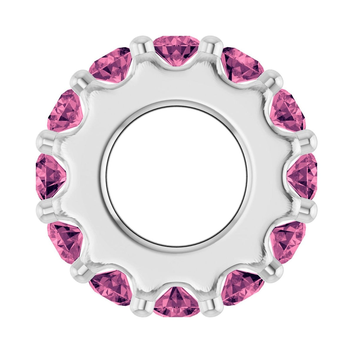 Sapphire Row Natural Gemstone Spacer Charm - Pink Tourmaline, Platinum (view 3)