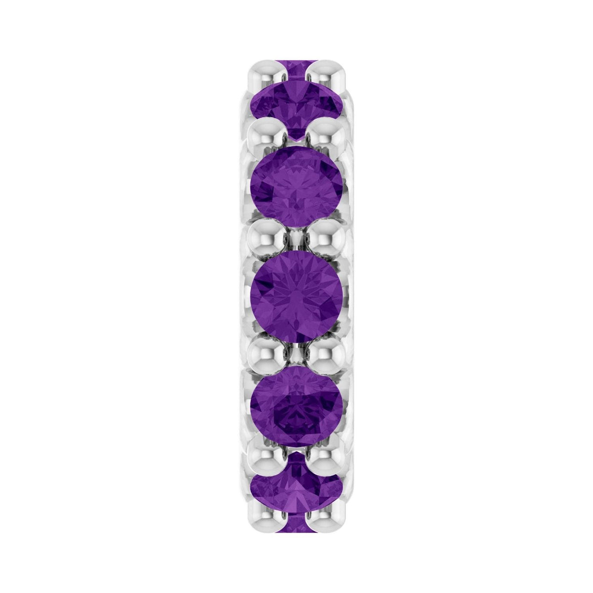 Sapphire Row Natural Gemstone Spacer Charm - Amethyst, 14K White Gold