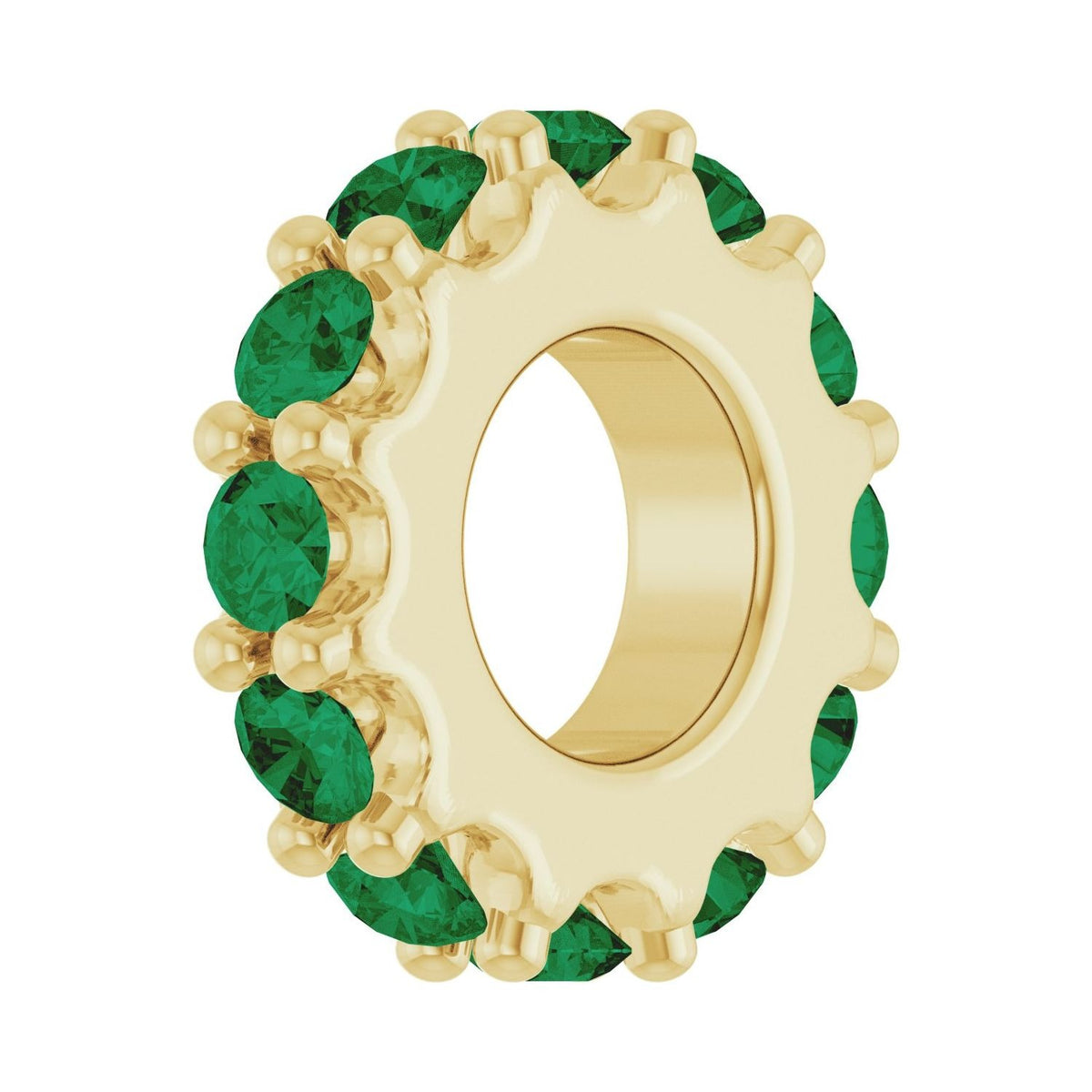 Sapphire Row Natural Gemstone Spacer Charm - Emerald, 14K Yellow Gold (view 2)
