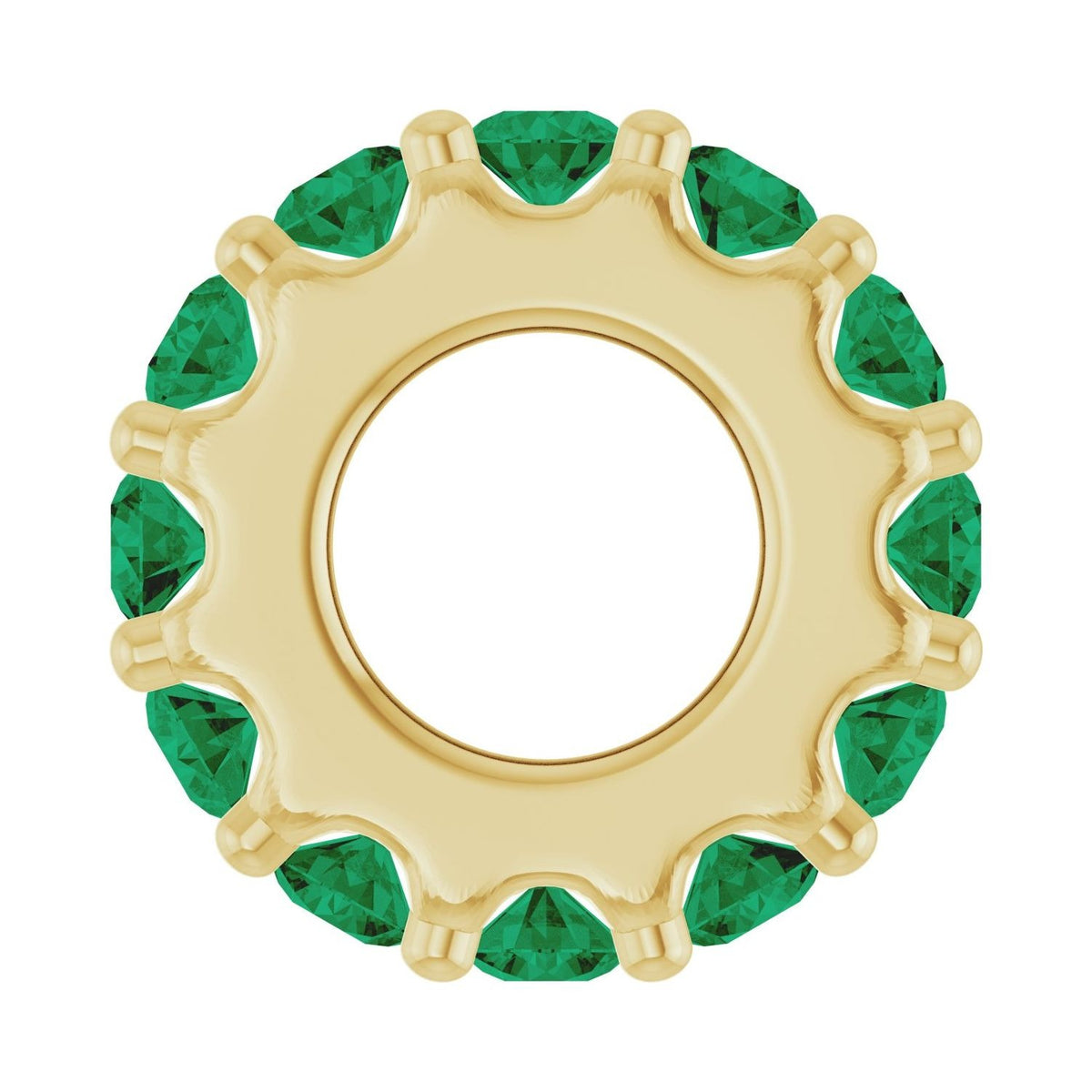 Sapphire Row Natural Gemstone Spacer Charm - Emerald, 14K Yellow Gold (view 3)