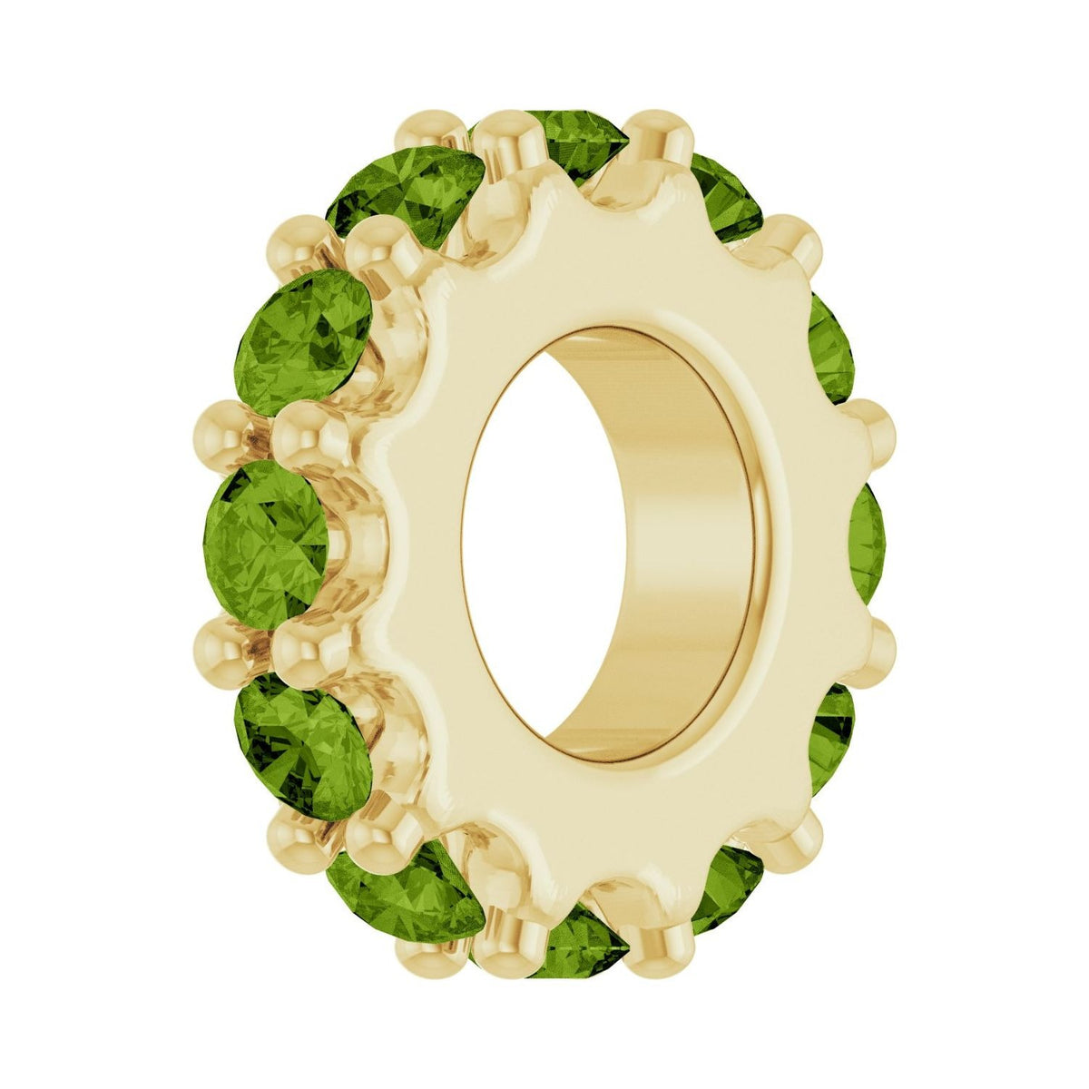 Sapphire Row Natural Gemstone Spacer Charm - Peridot, 14K Yellow Gold (view 2)