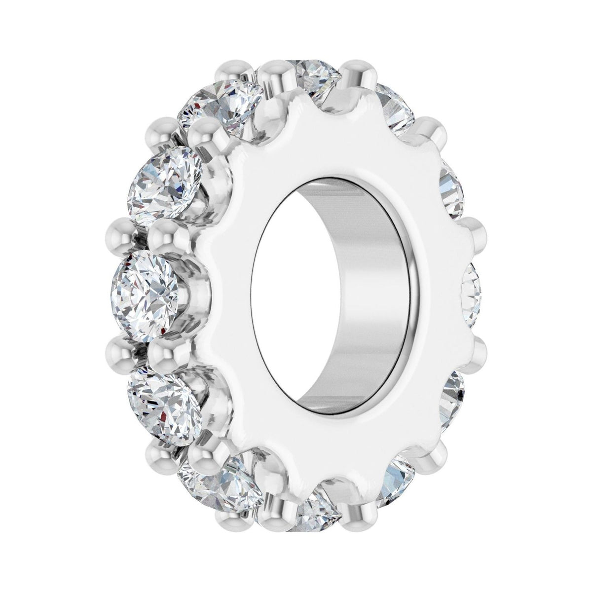 Sapphire Row Natural Gemstone Spacer Charm - White Sapphire, Platinum (view 2)