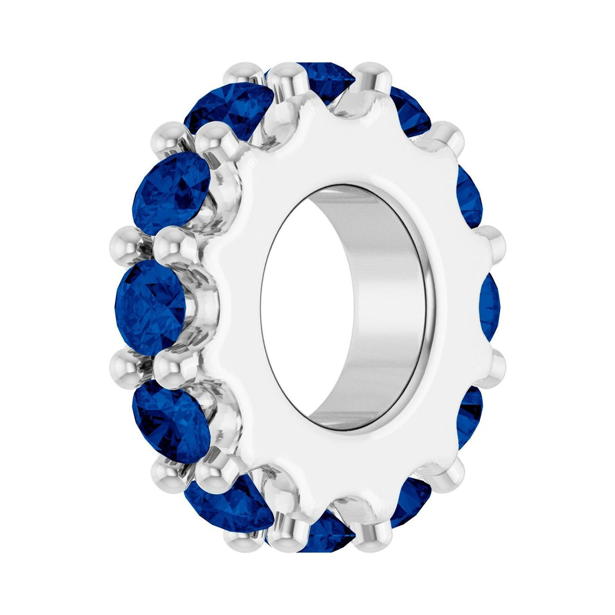 Sapphire Row Natural Gemstone Spacer Charm - Blue Sapphire, 14K White Gold (view 2)