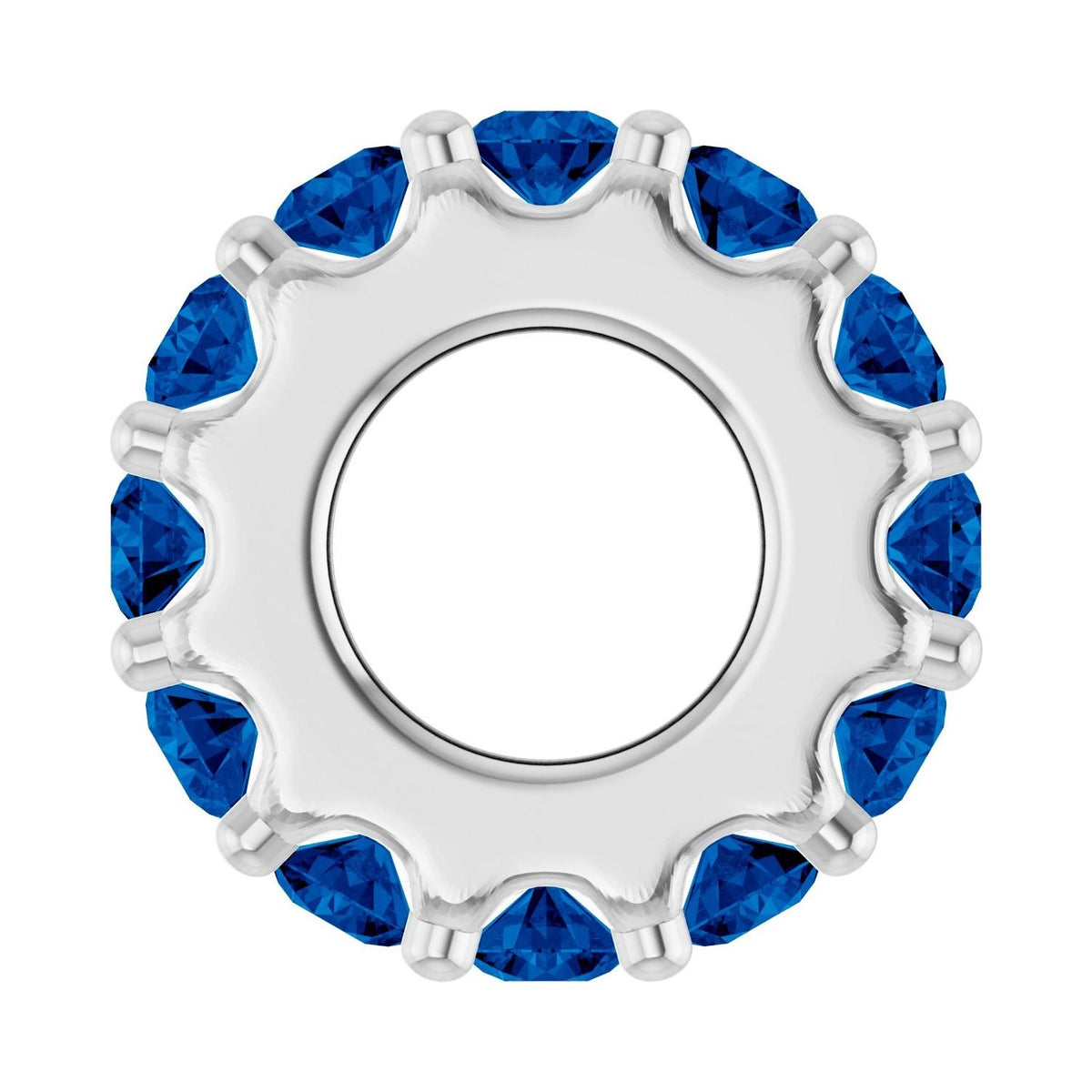 Sapphire Row Natural Gemstone Spacer Charm - Blue Sapphire, 14K White Gold (view 3)