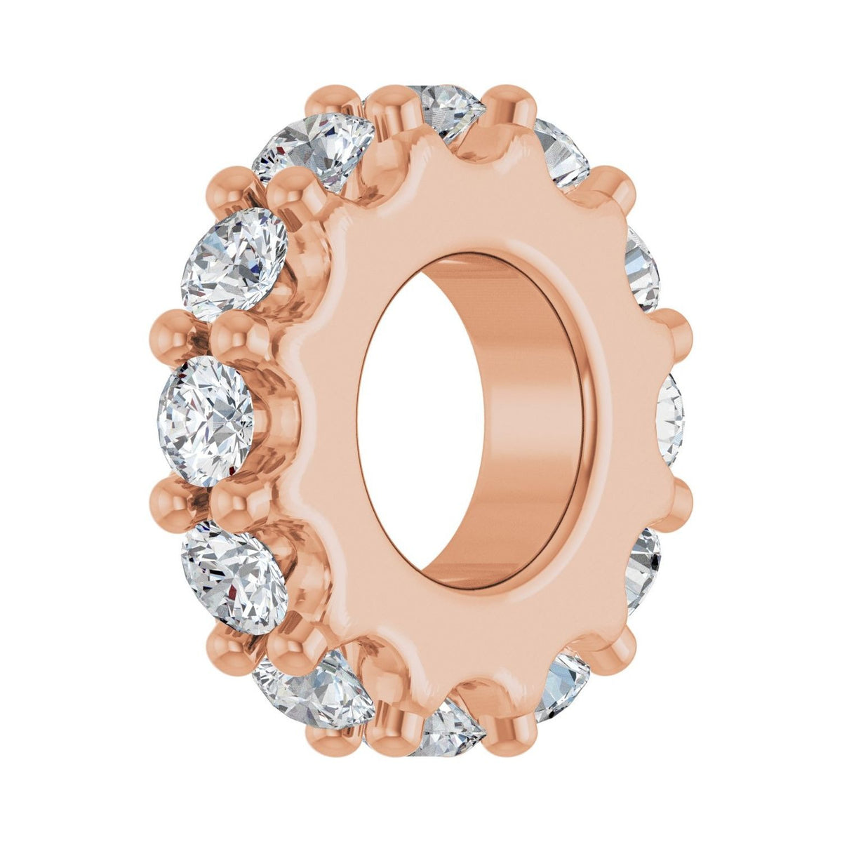 Sapphire Row Natural Gemstone Spacer Charm - White Sapphire, 14K Rose Gold (view 2)