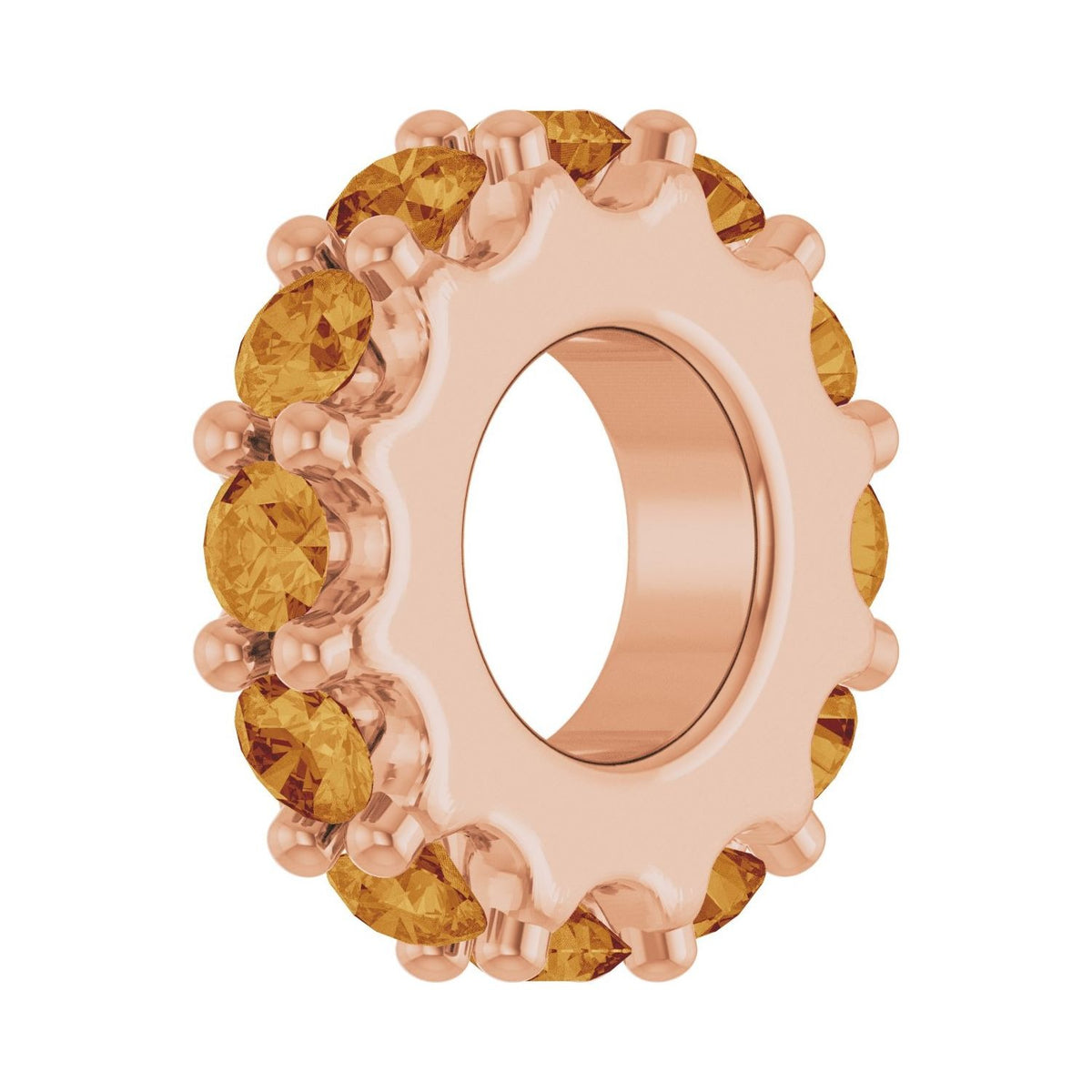 Sapphire Row Natural Gemstone Spacer Charm - Citrine, 14K Rose Gold (view 2)