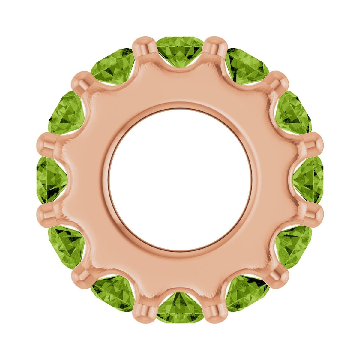 Sapphire Row Natural Gemstone Spacer Charm - Peridot, 14K Rose Gold (view 3)