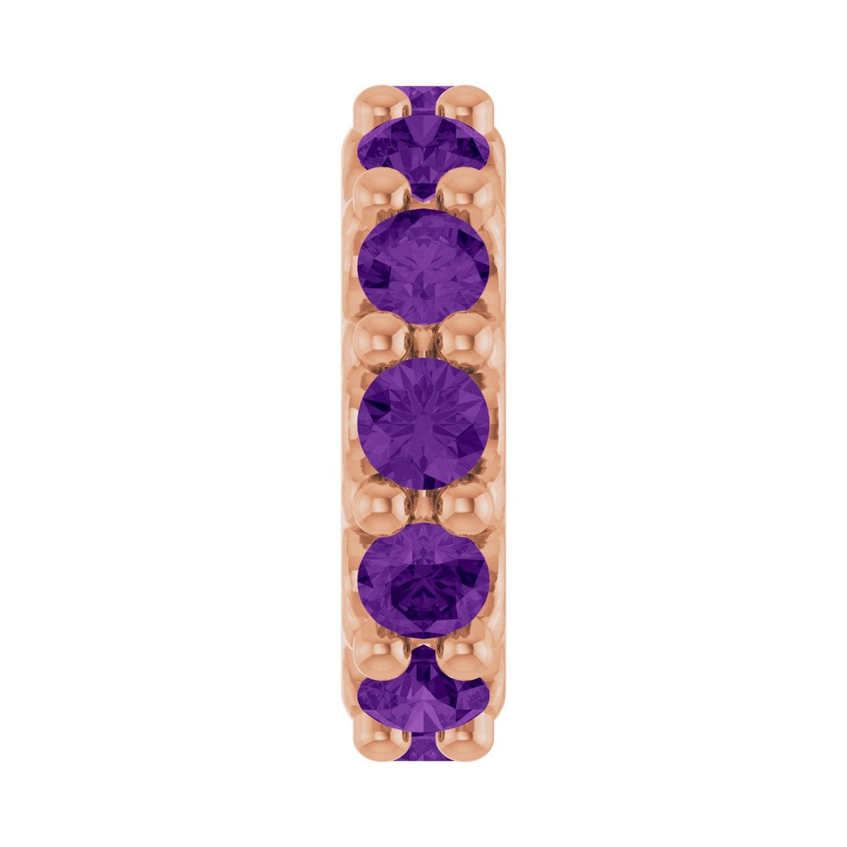 Sapphire Row Natural Gemstone Spacer Charm - Amethyst, 14K Rose Gold