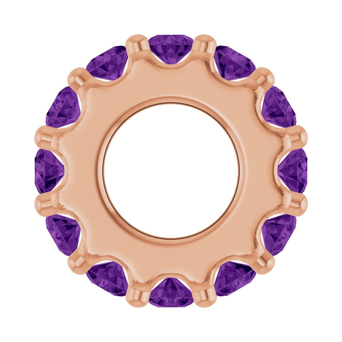 Sapphire Row Natural Gemstone Spacer Charm - Amethyst, 14K Rose Gold (view 3)