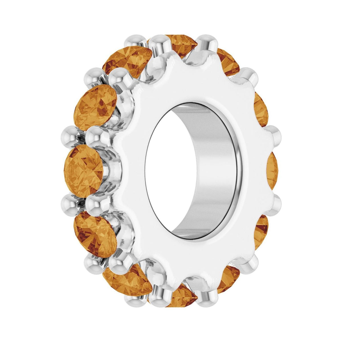 Sapphire Row Natural Gemstone Spacer Charm - Citrine, 14K White Gold (view 2)