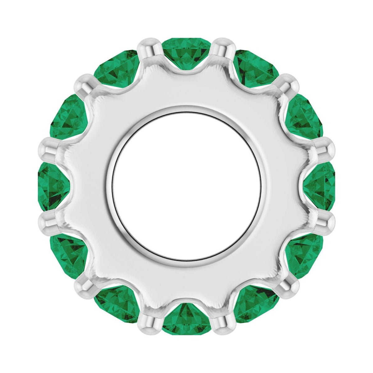 Sapphire Row Natural Gemstone Spacer Charm - Emerald, 14K White Gold (view 3)