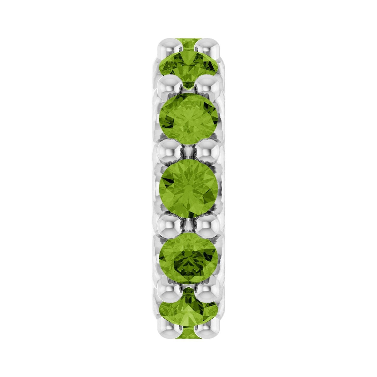 Sapphire Row Natural Gemstone Spacer Charm - Peridot, 14K White Gold