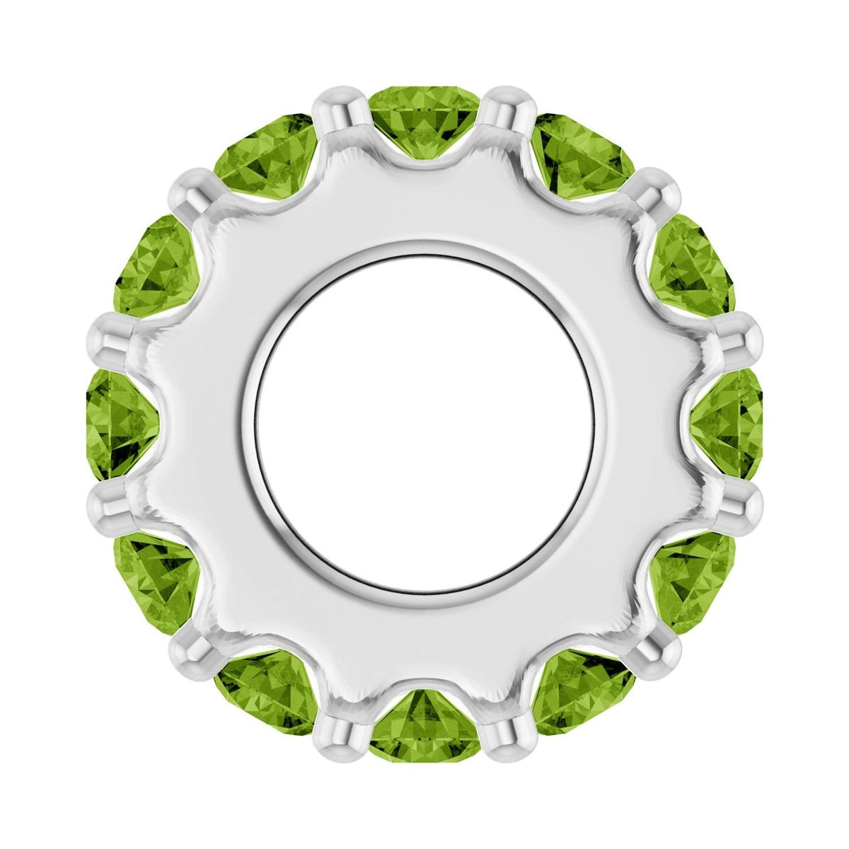 Sapphire Row Natural Gemstone Spacer Charm - Peridot, 14K White Gold (view 3)