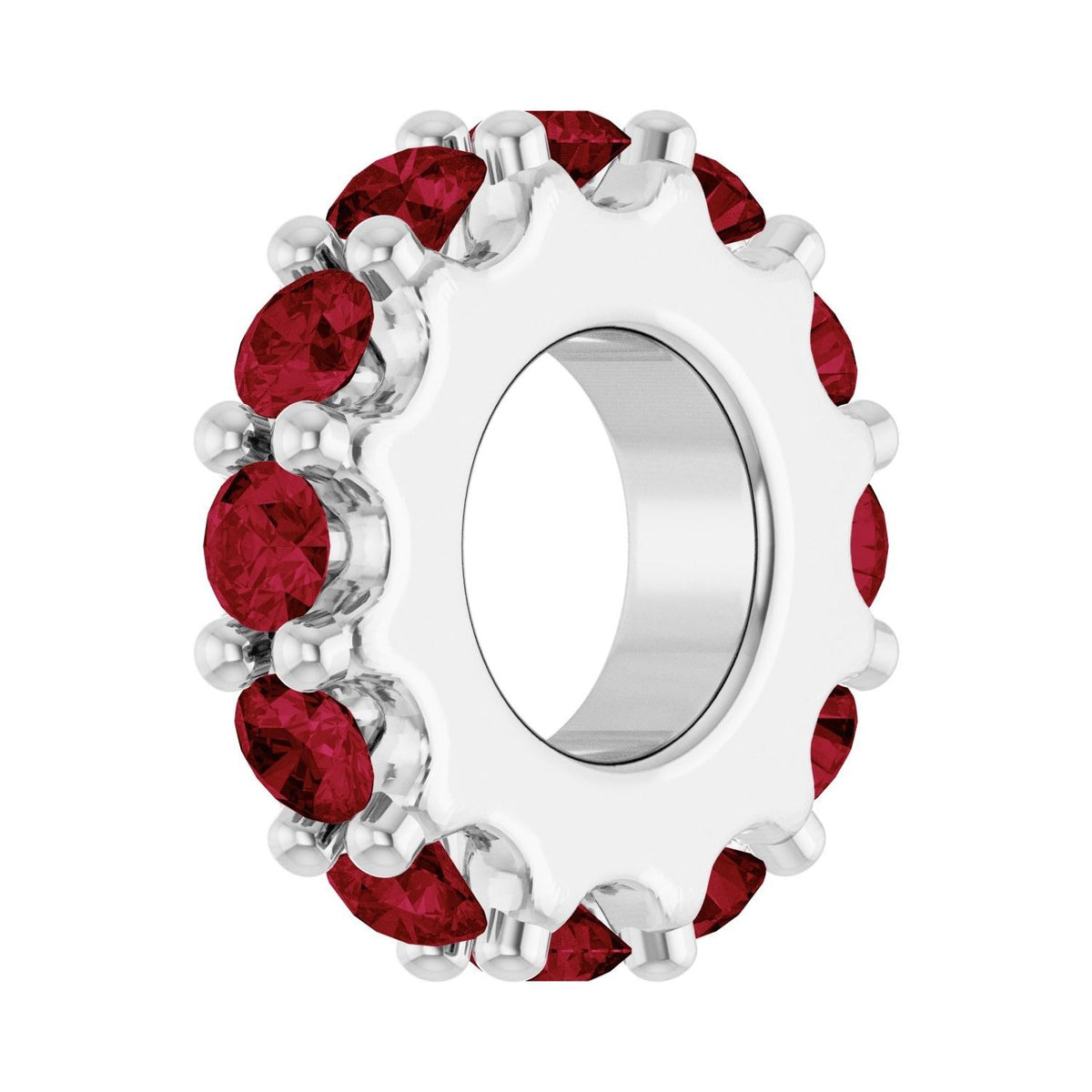 Sapphire Row Natural Gemstone Spacer Charm - Ruby, Platinum (view 2)