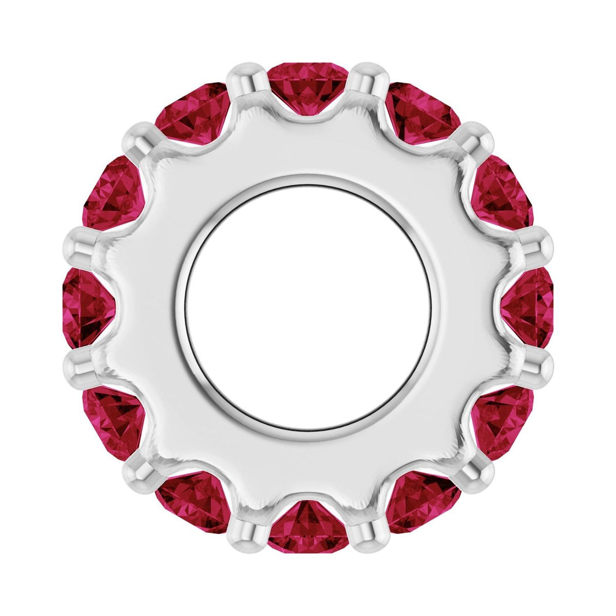 Sapphire Row Natural Gemstone Spacer Charm - Ruby, Platinum (view 3)