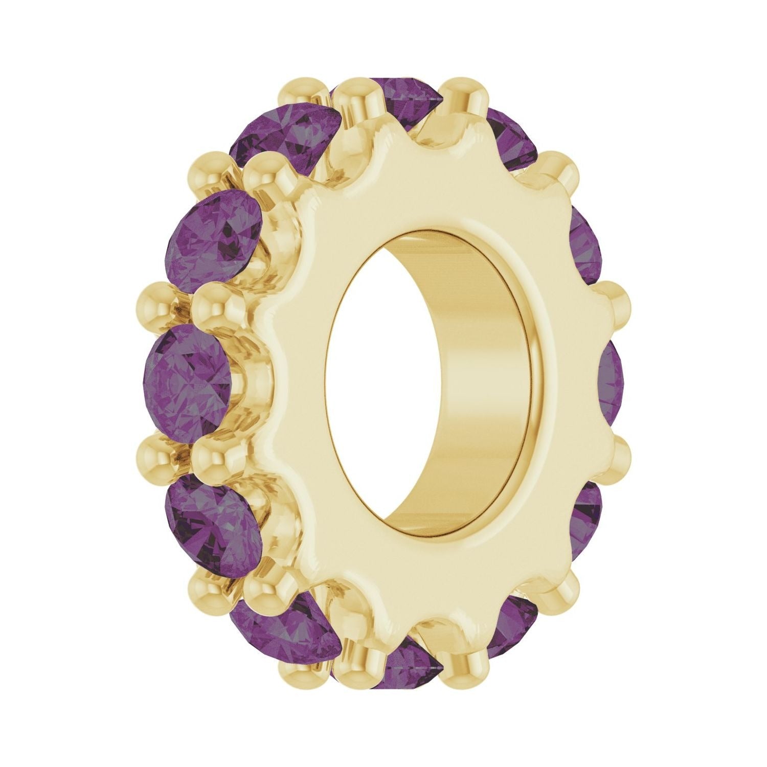 Sapphire Row Lab-Grown Gemstone Spacer Charm - Alexandrite, 14K Yellow Gold (view 2)