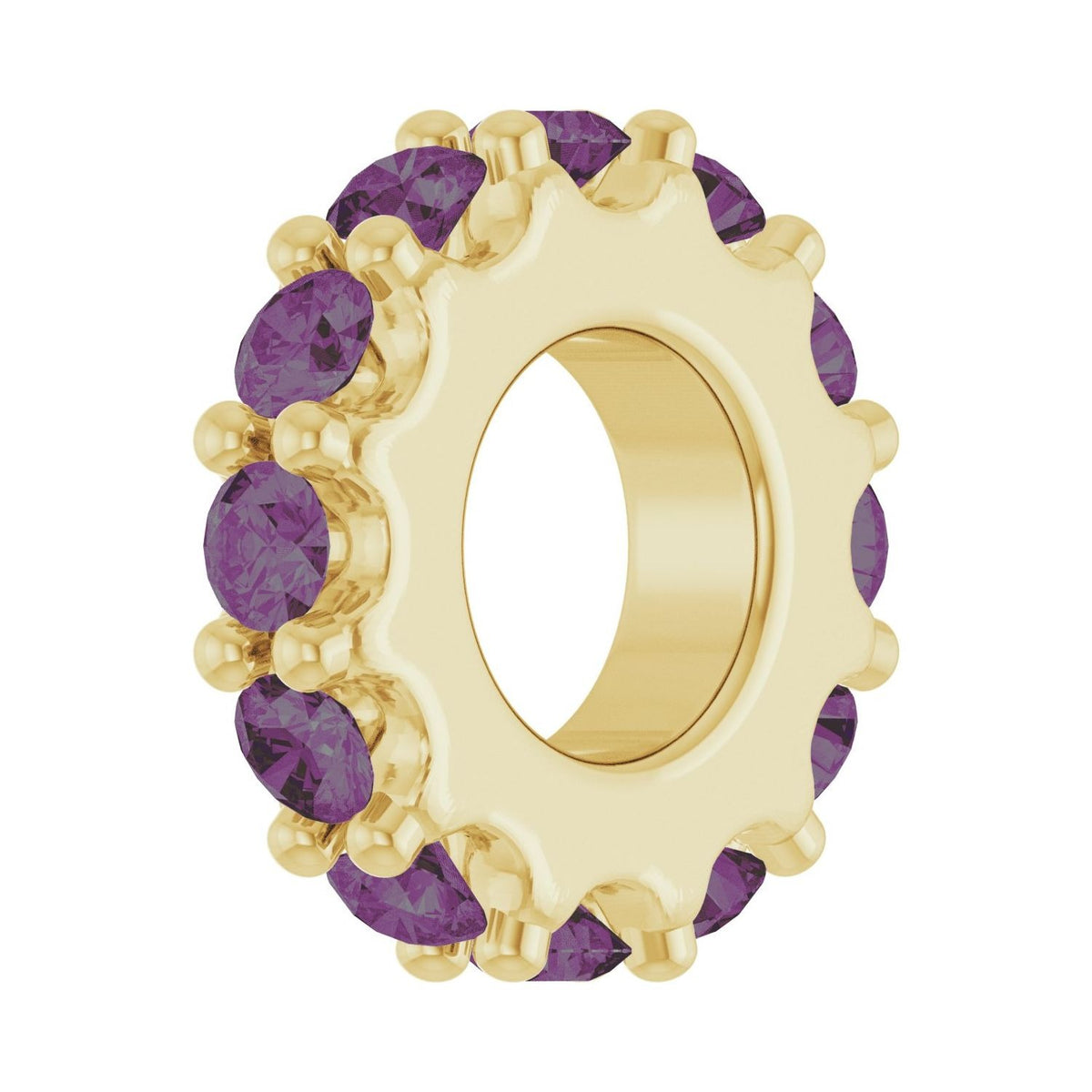 Sapphire Row Lab-Grown Gemstone Spacer Charm - Alexandrite, 14K Yellow Gold (view 2)