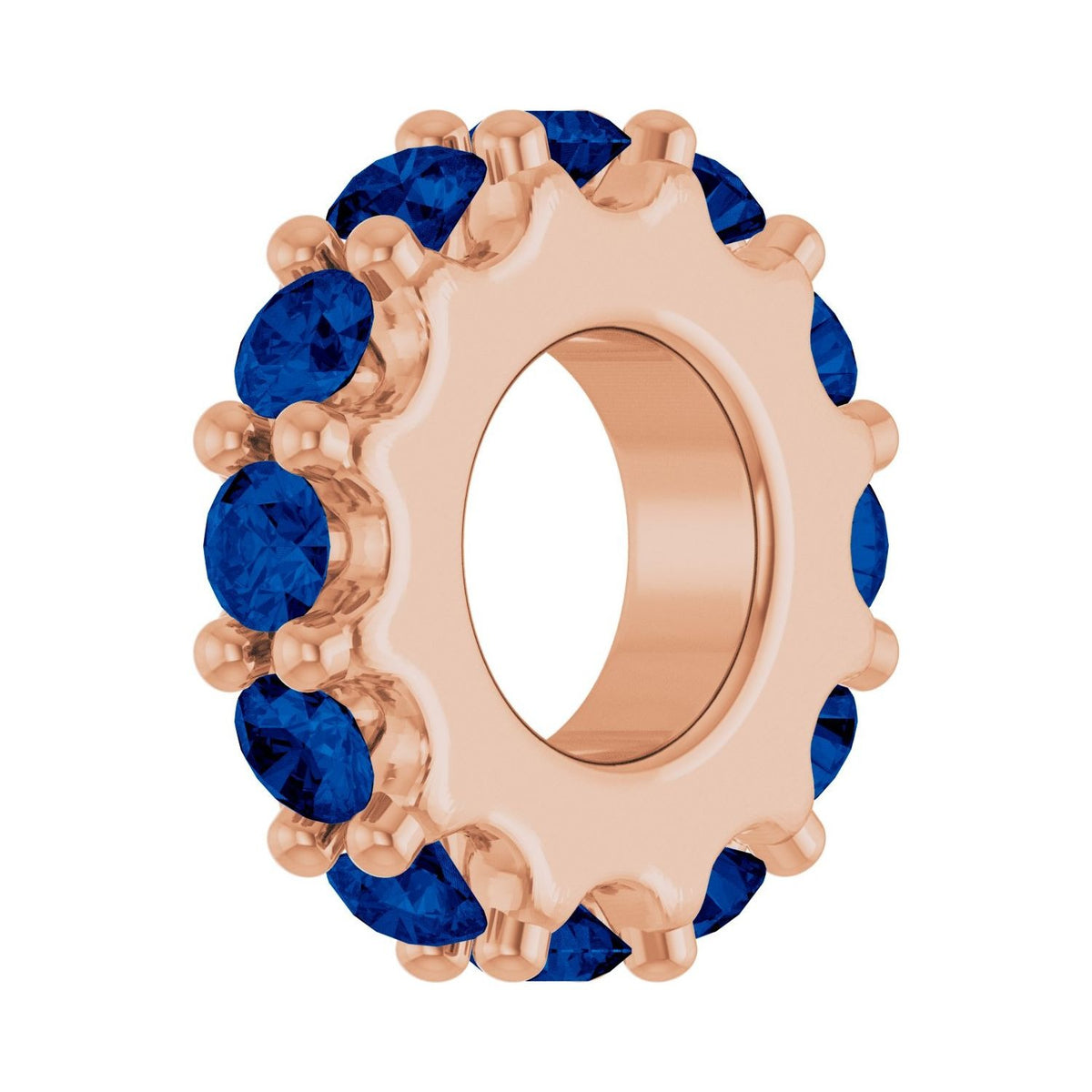 Sapphire Row Lab-Grown Gemstone Spacer Charm - Blue Sapphire, 14K Rose Gold (view 2)