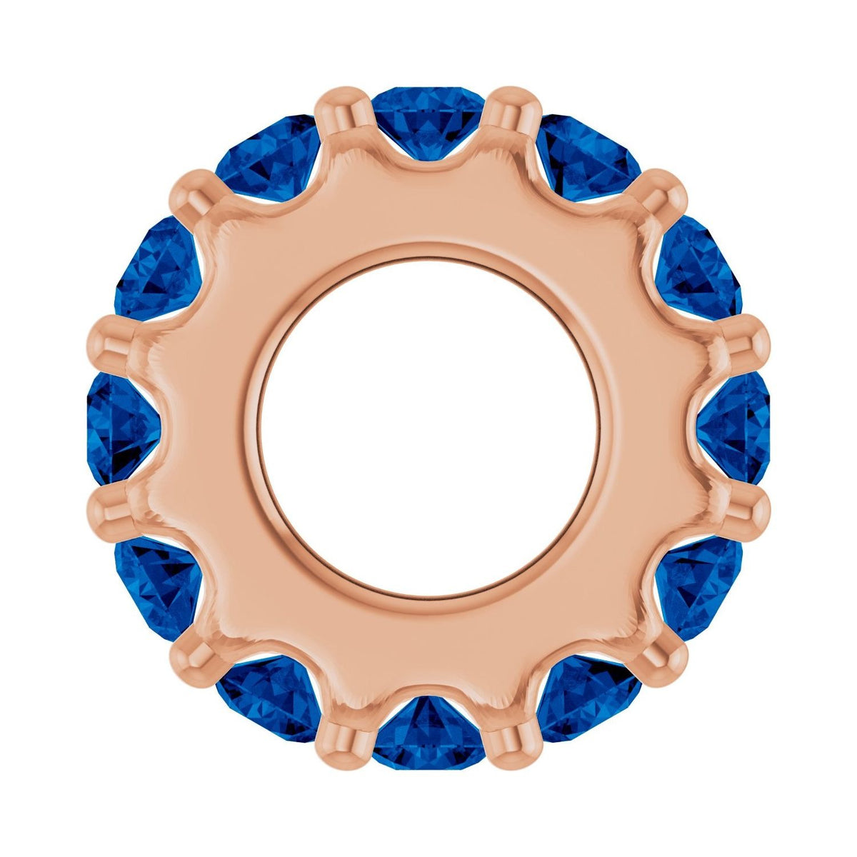 Sapphire Row Lab-Grown Gemstone Spacer Charm - Blue Sapphire, 14K Rose Gold (view 3)