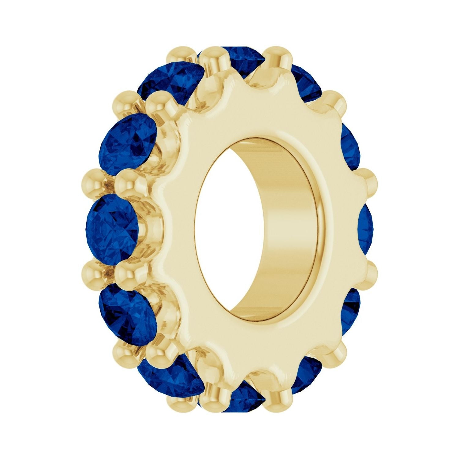 Sapphire Row Lab-Grown Gemstone Spacer Charm - Blue Sapphire, 14K Yellow Gold (view 2)