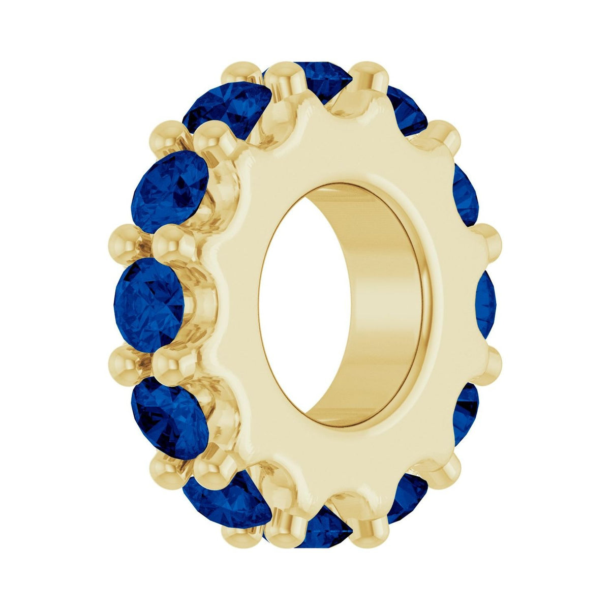 Sapphire Row Lab-Grown Gemstone Spacer Charm - Blue Sapphire, 14K Yellow Gold (view 2)