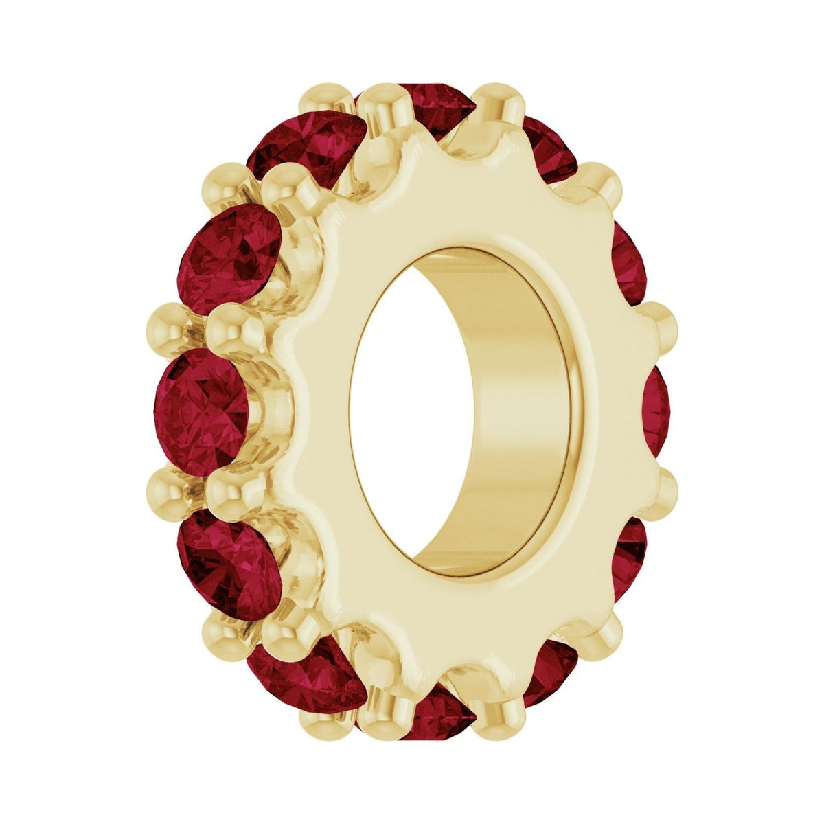 Sapphire Row Lab-Grown Gemstone Spacer Charm - Ruby, 14K Yellow Gold (view 2)