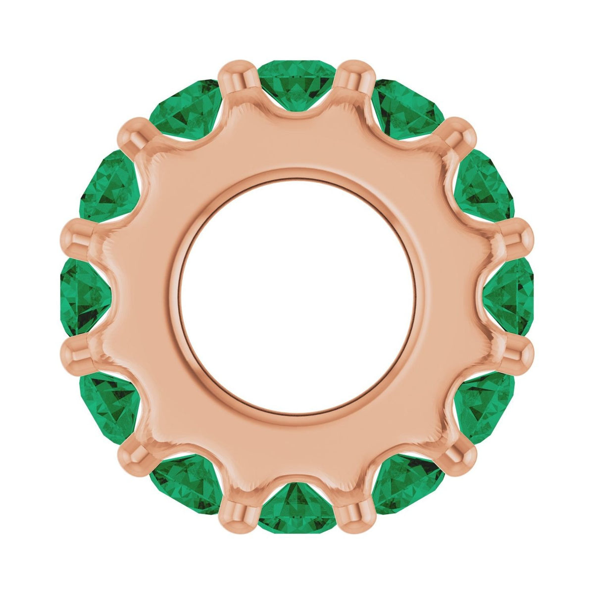 Sapphire Row Lab-Grown Gemstone Spacer Charm - Emerald, 14K Rose Gold (view 3)