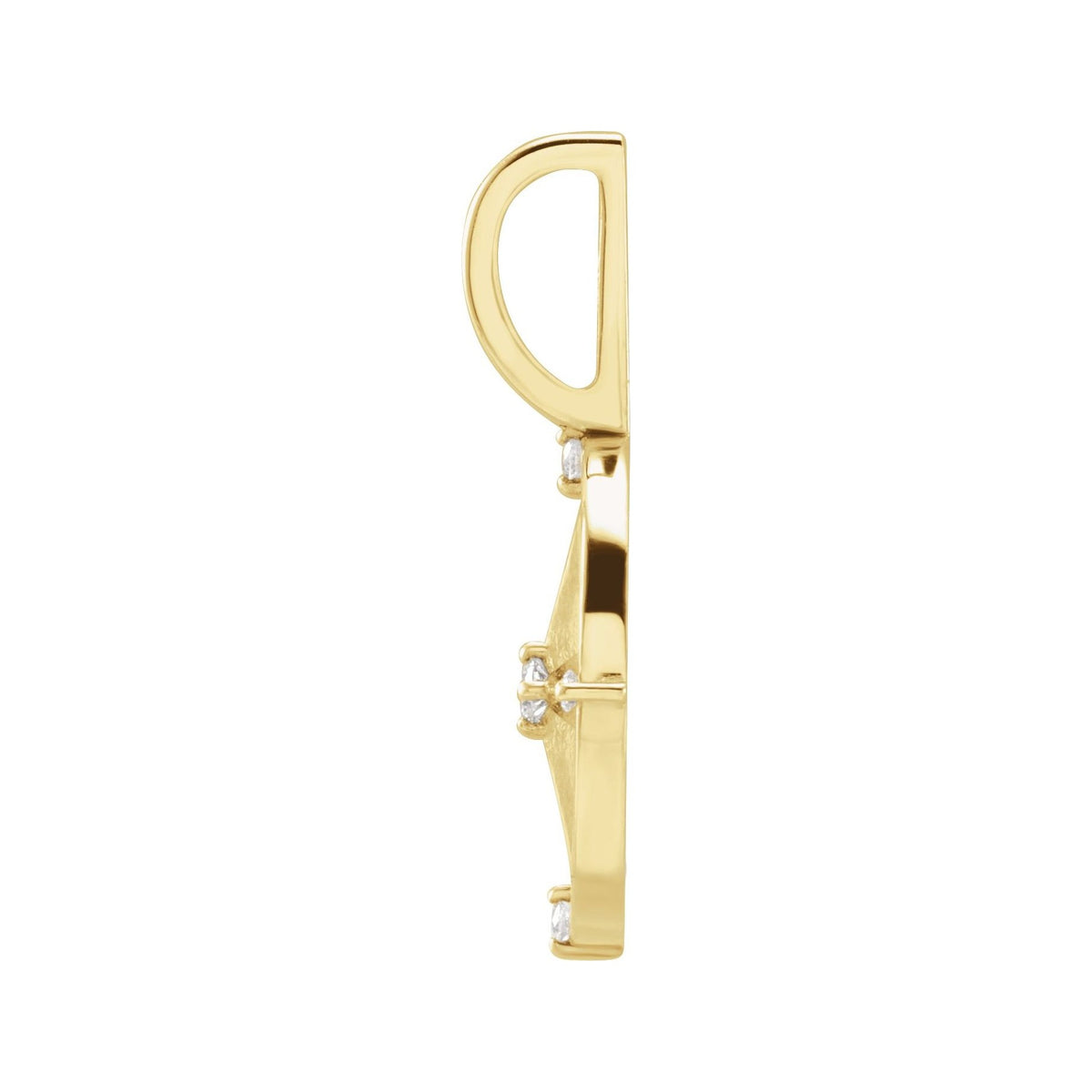 Sapphire Row Natural Diamond Compass Charm - 14K Yellow Gold (view 2)