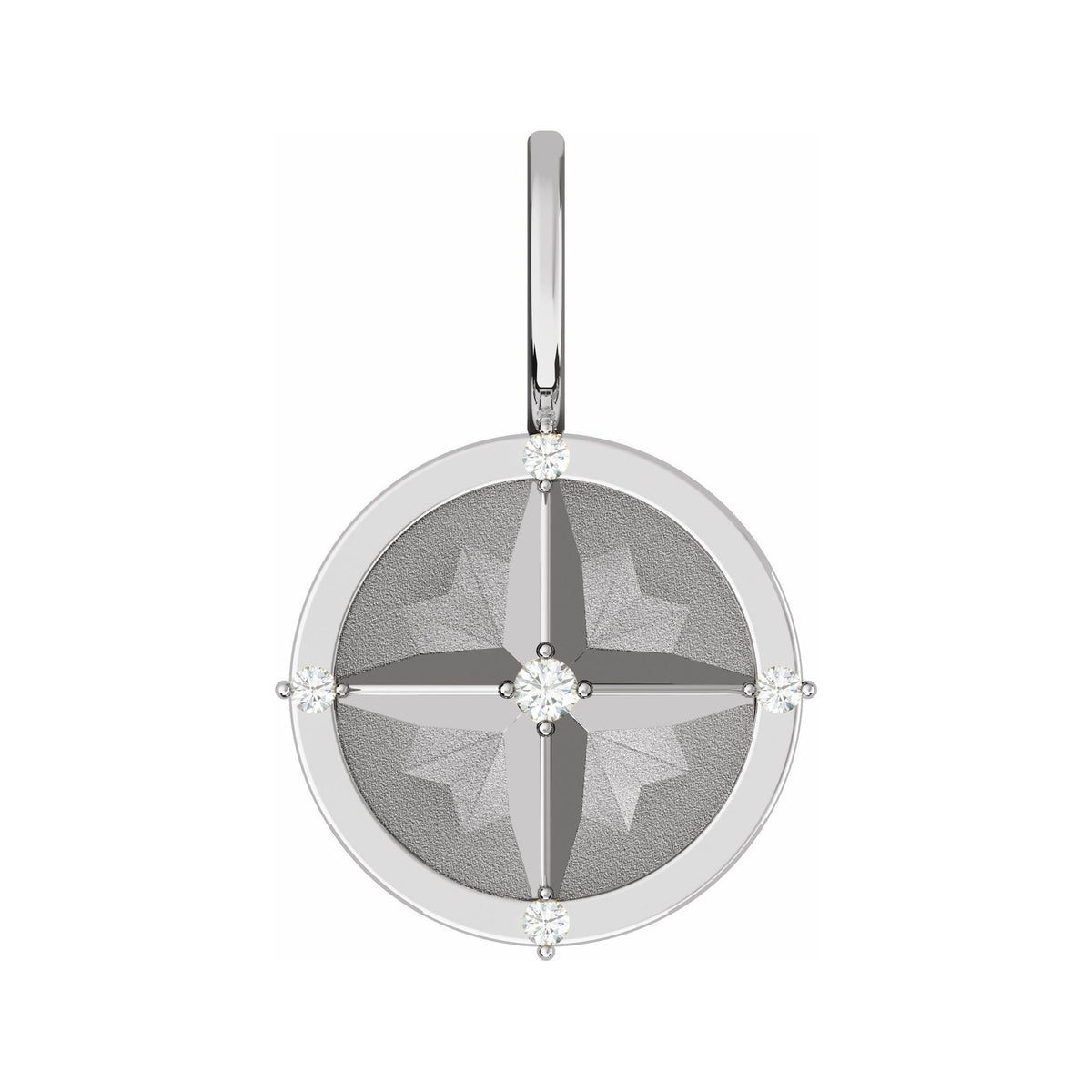 Sapphire Row Natural Diamond Compass Charm - Platinum
