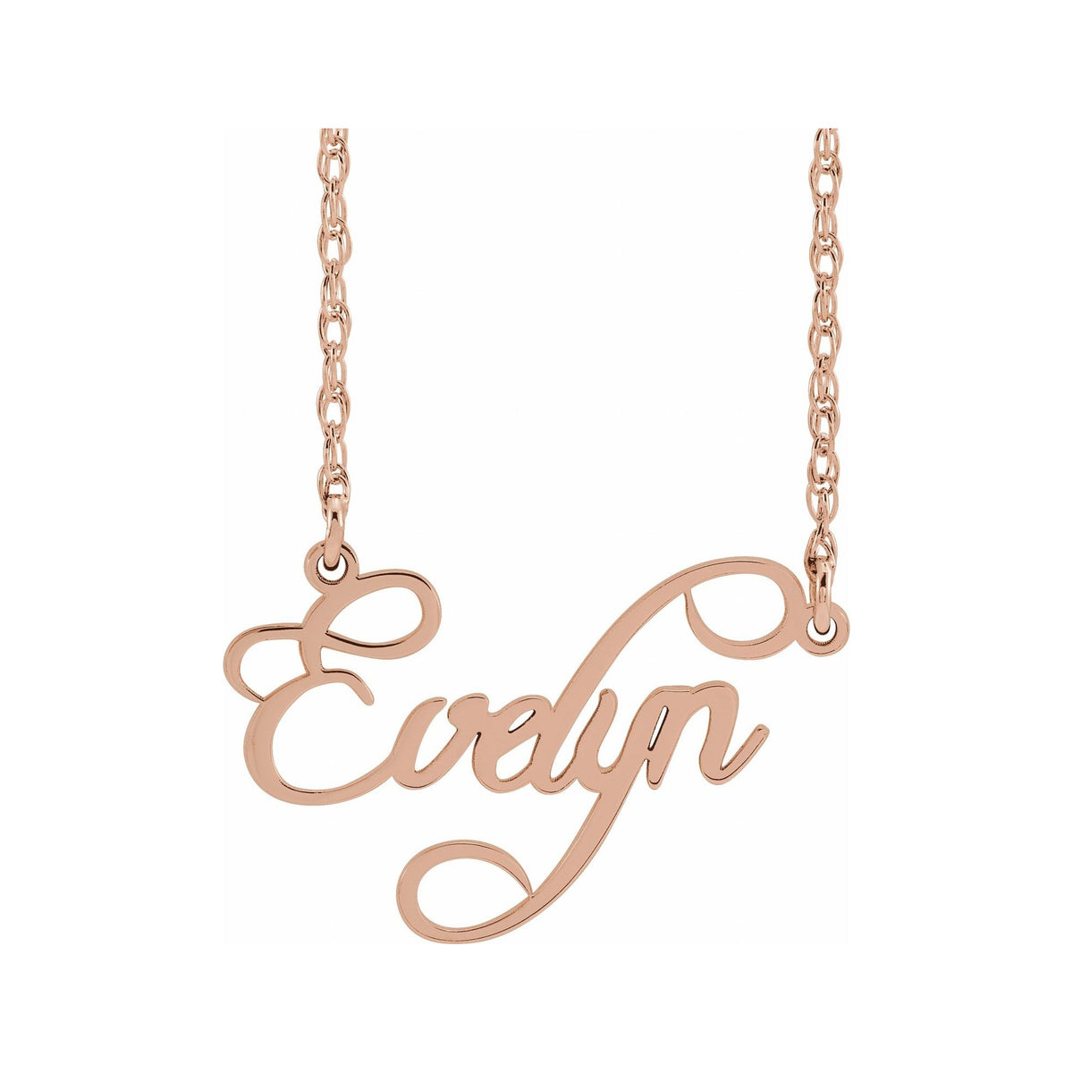 Sapphire Row Gold Script Nameplate Necklace - 14K Rose Gold
