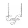 Sapphire Row Gold Script Nameplate Necklace - 14K White Gold
