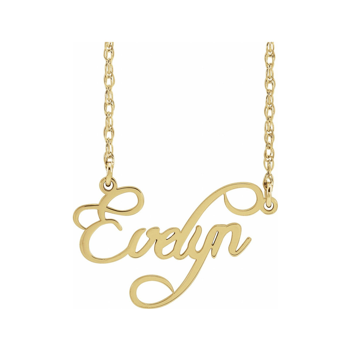 Sapphire Row Gold Script Nameplate Necklace - 10K Yellow Gold