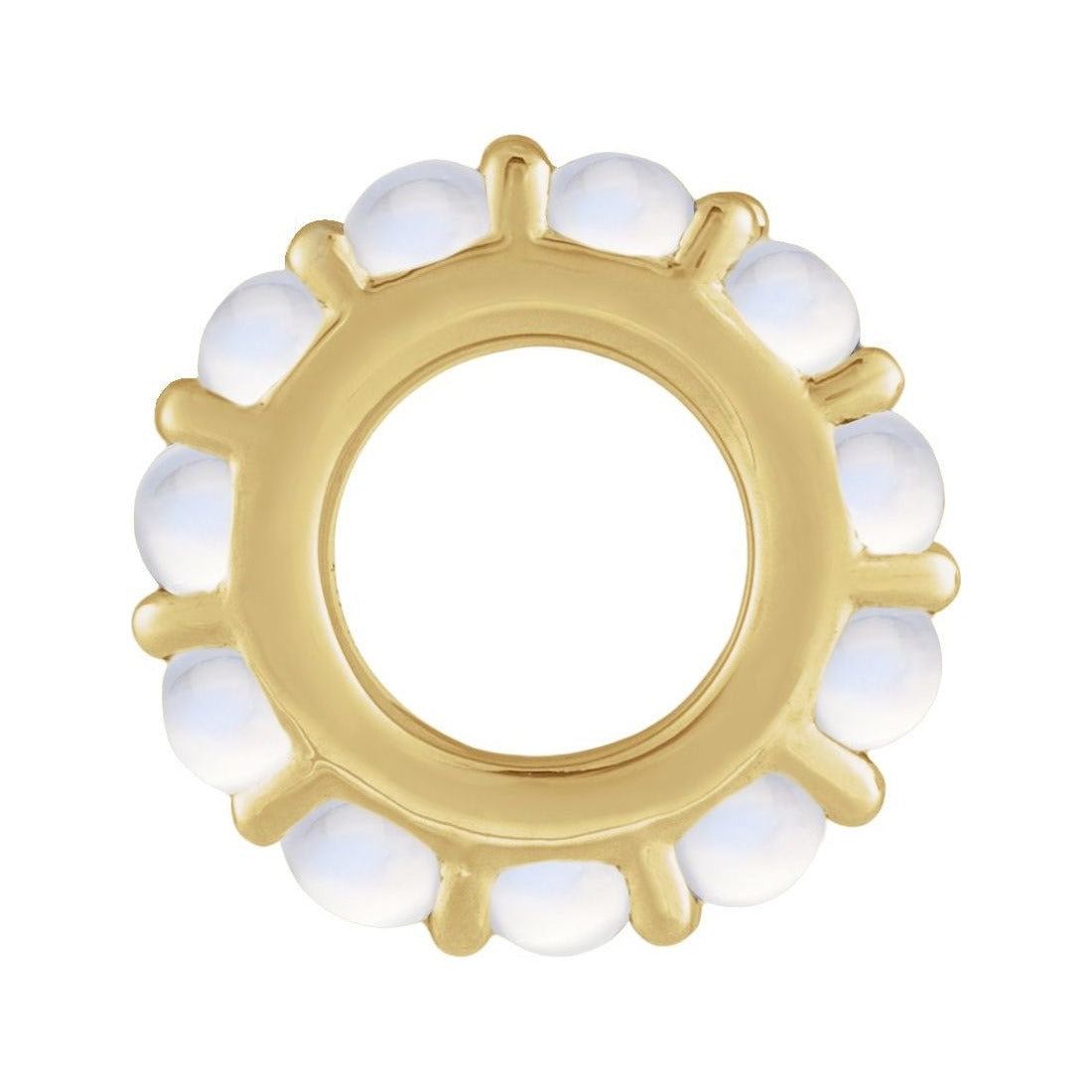 Sapphire Row Natural Gemstone Cabochon Spacer Charm - Rainbow Moonstone, 14K Yellow Gold (view 2)
