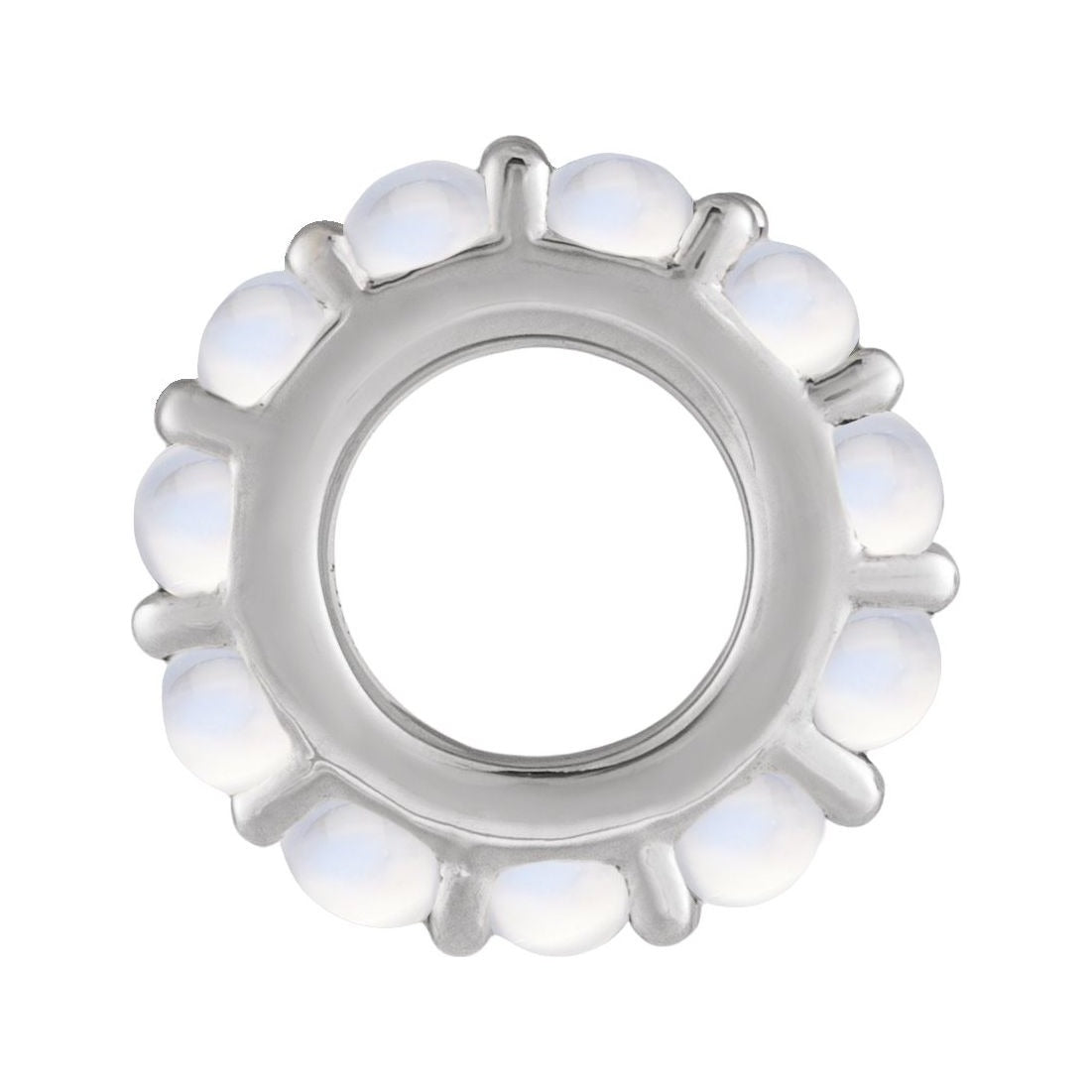 Sapphire Row Natural Gemstone Cabochon Spacer Charm - Rainbow Moonstone, Platinum (view 2)