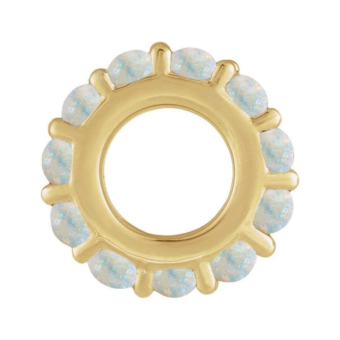 Sapphire Row Natural Gemstone Cabochon Spacer Charm - White Opal, 14K Yellow Gold (view 2)