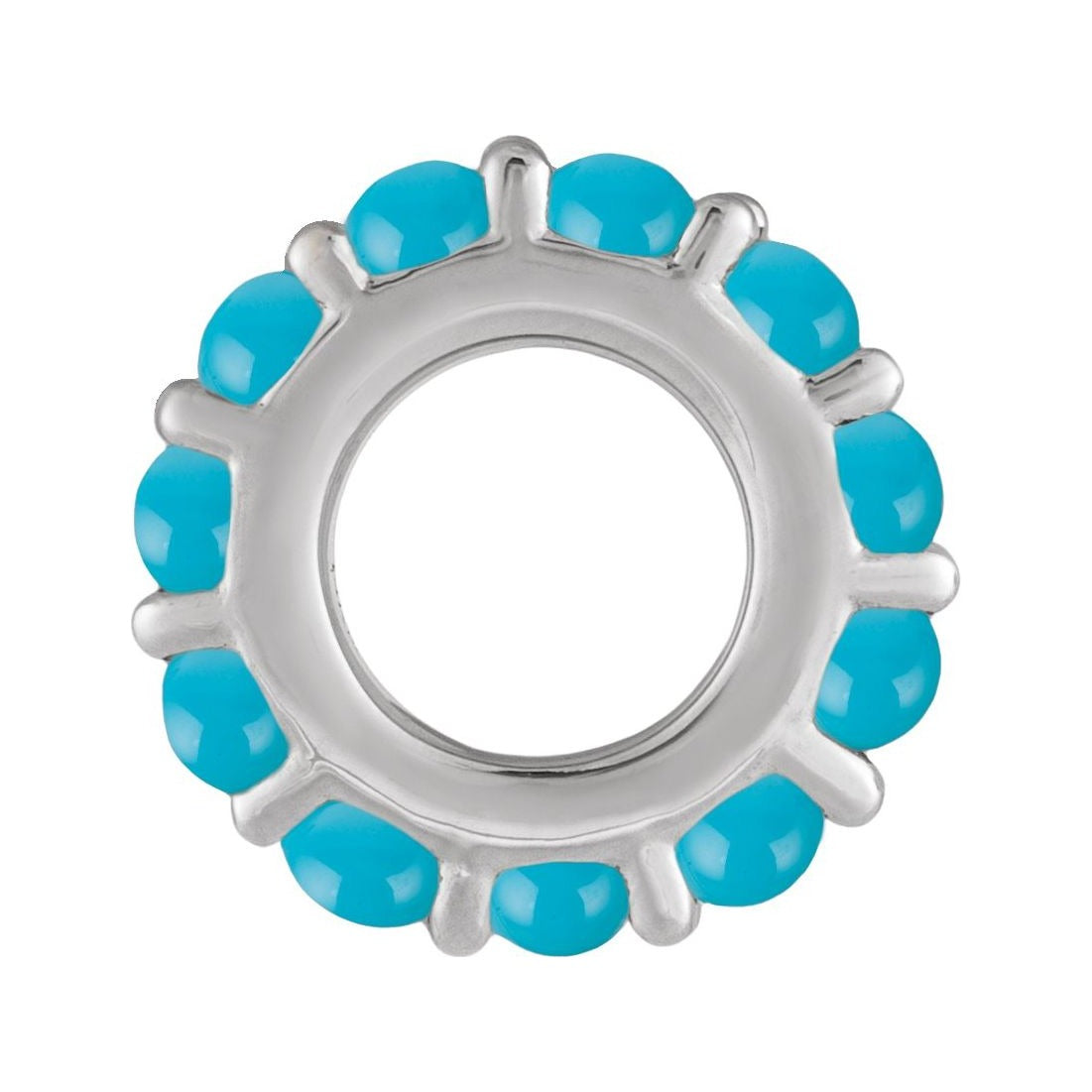 Sapphire Row Natural Gemstone Cabochon Spacer Charm - Turquoise, Platinum (view 2)