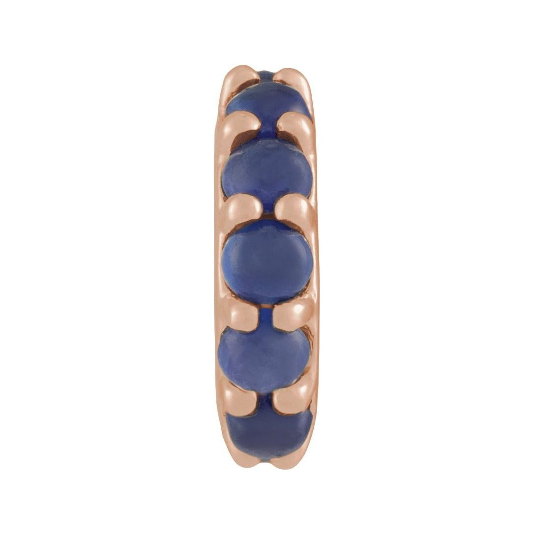 Sapphire Row Natural Gemstone Cabochon Spacer Charm - Blue Sapphire, 14K Rose Gold