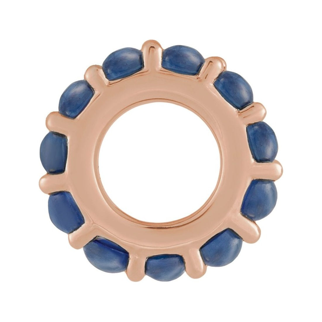 Sapphire Row Natural Gemstone Cabochon Spacer Charm - Blue Sapphire, 14K Rose Gold (view 2)
