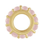 Sapphire Row Natural Gemstone Cabochon Spacer Charm - Rose Quartz, 14K Yellow Gold (view 2)
