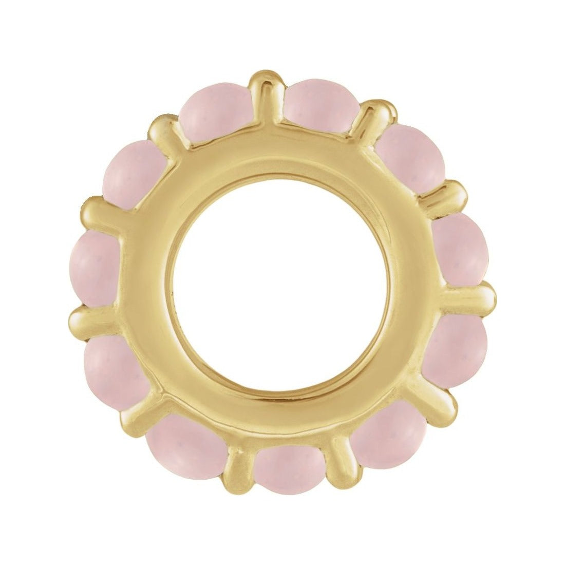 Sapphire Row Natural Gemstone Cabochon Spacer Charm - Rose Quartz, 14K Yellow Gold (view 2)
