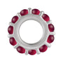 Sapphire Row Natural Gemstone Cabochon Spacer Charm - Ruby, 14K White Gold (view 2)